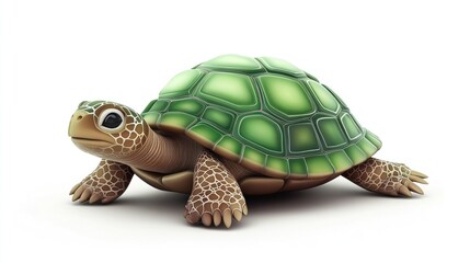 Fototapeta premium Cute cartoon turtle isolated on white background.