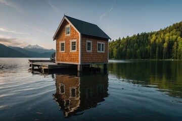 Fototapeta premium Small house by the lake