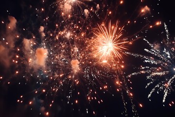 Obraz premium Festive Fireworks Display Illuminating Night Sky