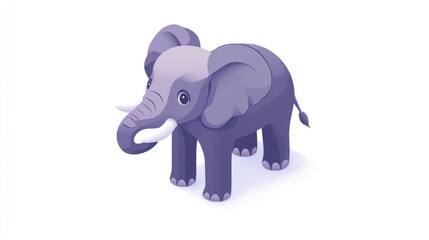 Obraz premium Cute isometric illustration of a purple baby elephant.