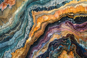 The stunning patterns of agate reveal a blend of vibrant colors and textures, showcasing nature's beauty in a geological formation that captures the eye.