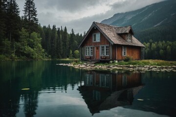 Fototapeta premium Small house by the lake