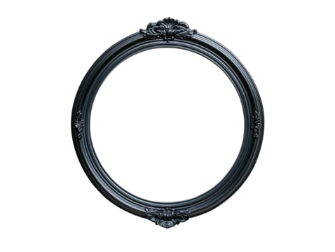 Isolated Black Oval Ornate Frame