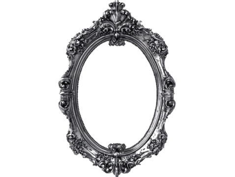 Isolated Silver Oval Antique Ornate Frame