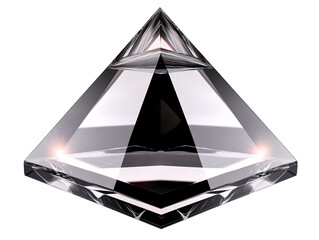 Isolated Clear and Black Glass Pyramid Sculpture