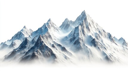 Obraz premium Majestic snow-capped mountain peaks with ethereal blue atmospheric effects and golden sunlight touches. Artistic landscape illustrations perfect for alpine-themed design and winter scenery projects.