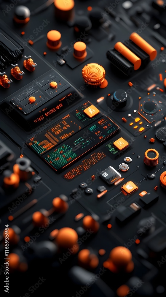 Poster futuristic digital control center with immersive information displays ai powered analytics dashboard