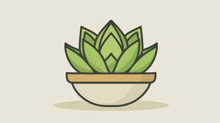 Haworthia Cooperi Succulent Potted Plant Line Art Icon