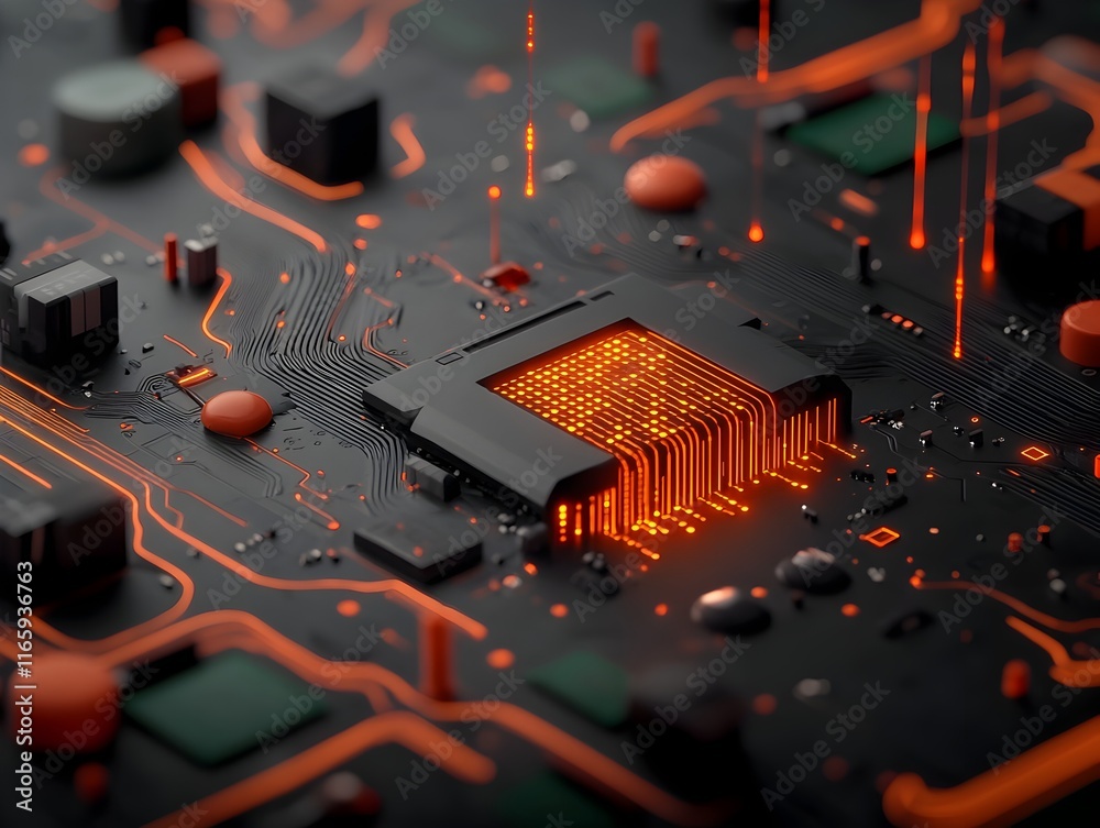  captivating cyberspace environment filled with glowing circuit boards cascading binary code and lumi