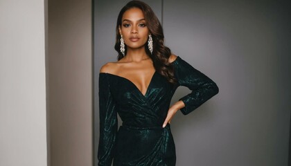 A woman dressed to impress for a night out.