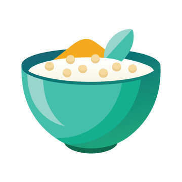 teal bowl of food with spoon clip art preview