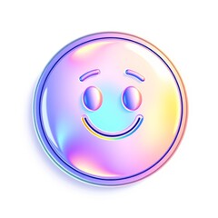 Fototapeta premium Colorful smiley face emoji with glossy effect on white background