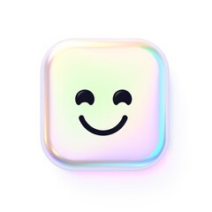 Smiling emoji icon with holographic background