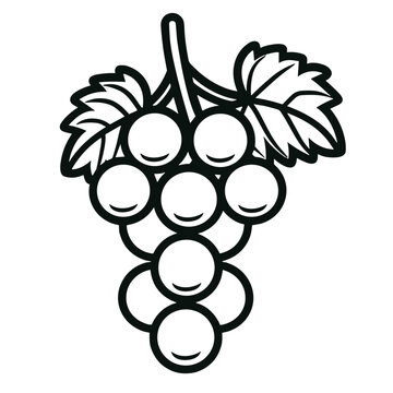 recommend clip art: Grape bunch with leaves outline icon
