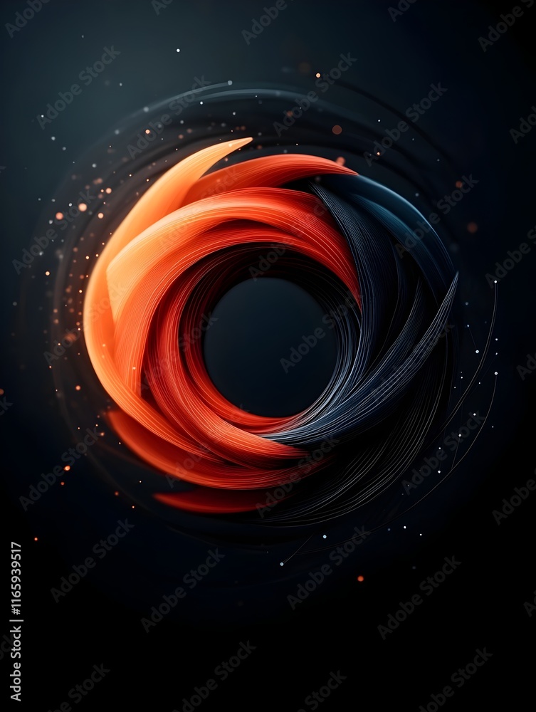 Poster luminescent polygon structures and swirling data vortexes in a digital backdrop ideal for technologi
