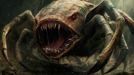 Horrifying Monster: A Digital Painting of a Creepy Beast