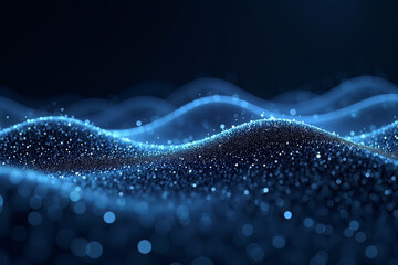 Futuristic blue particle waveform background