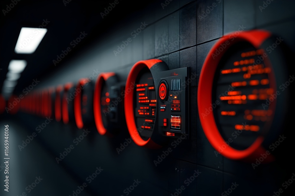 Poster captivating digital canvas showcasing a futuristic landscape of cascading data matrices holographic 