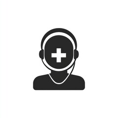Obraz premium Medical Support Agent Wearing Headphones Icon