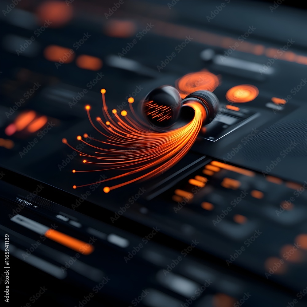 Poster captivating digital domain with dynamic holographic displays glowing data tendrils and abstract data