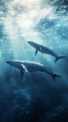 Fototapeta premium beautiful swimming in the sea, aerial view with copy space vertically 9:16