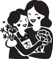 Happy Mother's Day icon silhouette vector with white background