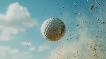 Golf ball flying through the air after being struck by a driver
