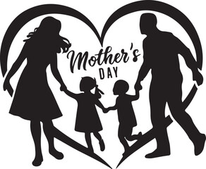 Happy Mother's Day icon silhouette vector with white background