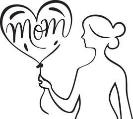 Happy Mother's Day icon silhouette vector with white background