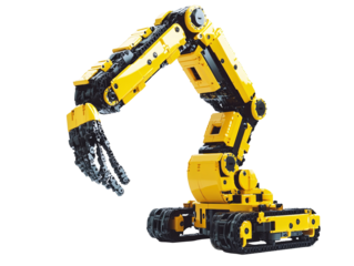 Isolated Yellow Excavator Robotic Arm