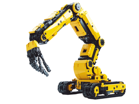 Isolated Yellow Excavator Robotic Arm