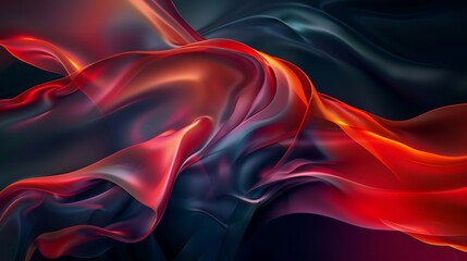 Obraz premium Smooth and elegant lines flowing in a vibrant red and blue abstract design, perfect for a modern wallpaper