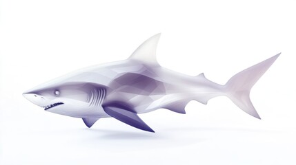 Fototapeta premium Low-poly stylized shark illustration on white background.