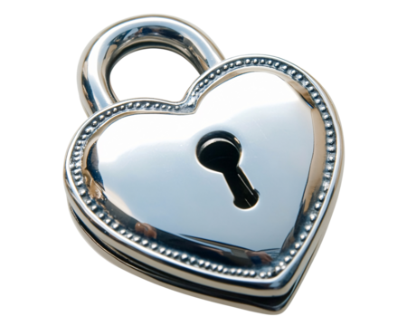 Isolated Silver Heart Lock with Keyhole