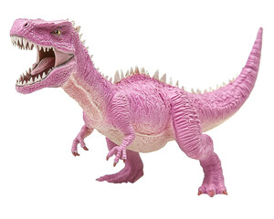Isolated Pink Dinosaur Toy with Open Mouth