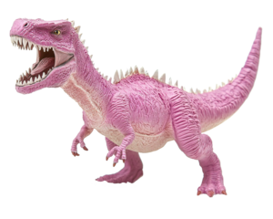 Isolated Pink Dinosaur Toy with Open Mouth