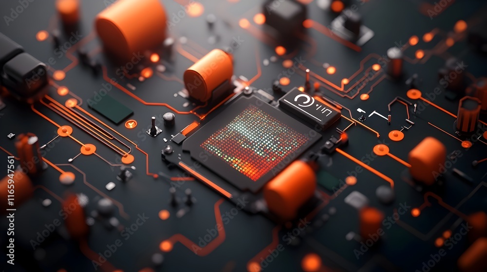 Poster pulsing digital domain with futuristic holographic interfaces and intricate data matrices technologi