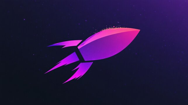 A vibrant purple rocket soaring through a cosmic backdrop, symbolizing ambition and progress.