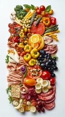 A Vibrant Medley of Fresh Produce, Meats, and Cheeses: A Colorful Celebration of Flavorful Foods