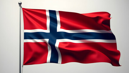 Detailed 3D Render of the Waving Norwegian Flag