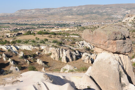 The Three Beauties rock formation - one of the most important symbols of Cappadocia in Ugrup, Nevsehir, Cappadocia, Anatolia, Turkey