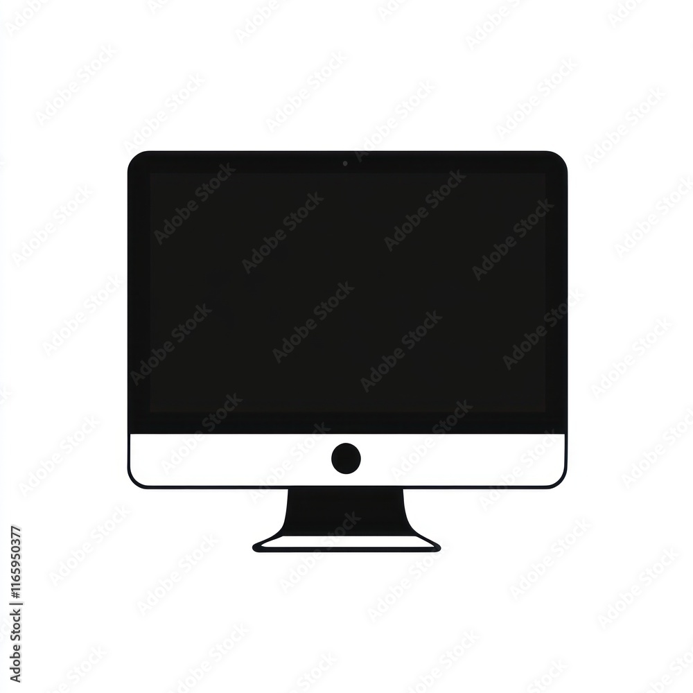 Poster an image of a simple black desktop computer