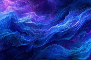 Fototapeta premium A captivating display of abstract waves in blue and purple hues flows gracefully across the canvas, evoking a sense of serenity and dynamic energy in an artistic composition.