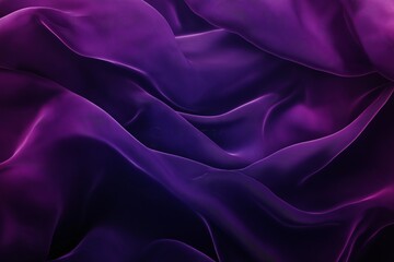 Fototapeta premium Abstract dark purple background with waves of fabric, silky cloth texture. Elegant red satin curtain with a wavy pattern.