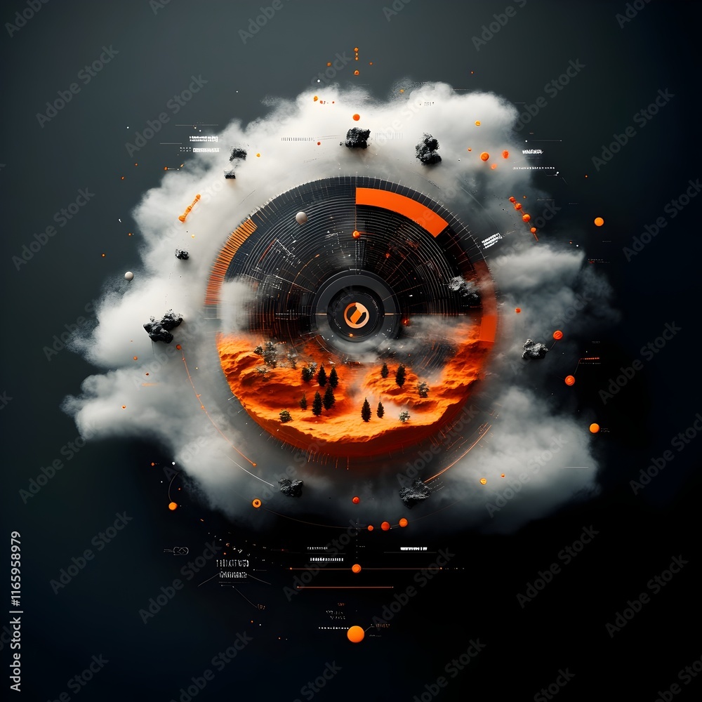 Poster futuristic digital oasis mesmerizing abstract visualizations showcasing the intricate data processin
