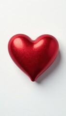 Obraz premium Shiny red heart, heartfelt thanks message on white background, illustration, white