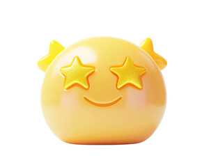 Isolated Yellow Emoji with Star Eyes