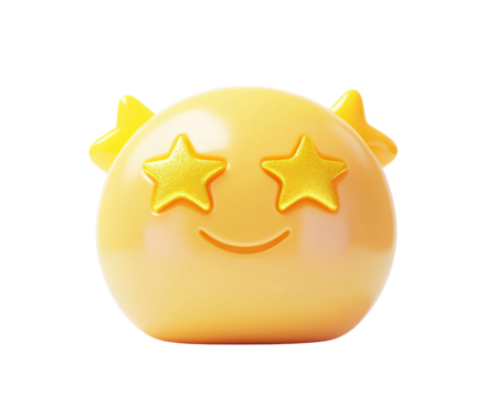 Isolated Yellow Emoji with Star Eyes