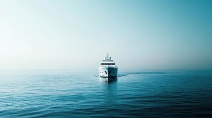 Obraz premium Luxury yacht sailing on calm ocean waters.