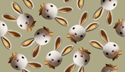 Cute rabbit seamless pattern background